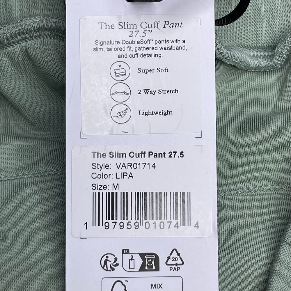 Varley The Slim Cuff Pant 27.5” size M Joggers New Sage green Doublesoft - Picture 6 of 8